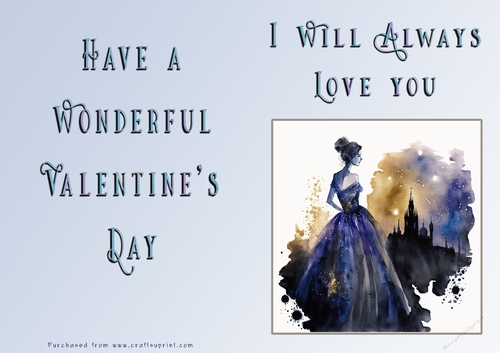 No Cut Just Print Valentines Day Card - Lady Skyline