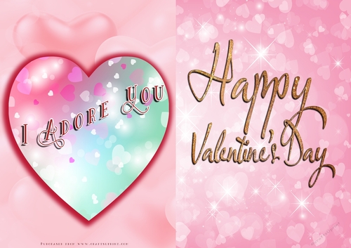 No Cut Just Print Valentines Day Card