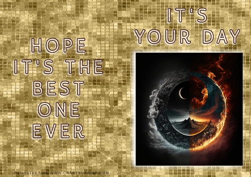 No Cut Just Print Birthday Card - Ying and Yang