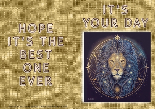 No Cut Just Print Birthday Card - ZOdiac - Leo