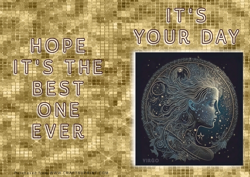 No Cut Just Print Birthday Card - ZOdiac - VIrgo