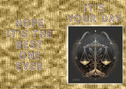 No Cut Just Print Birthday Card - ZOdiac - Libra