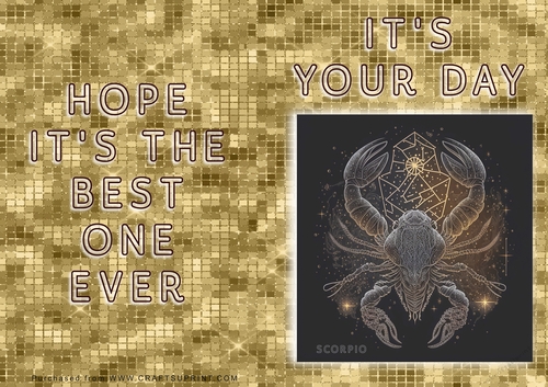 No Cut Just Print Birthday Card - ZOdiac - Scorpio