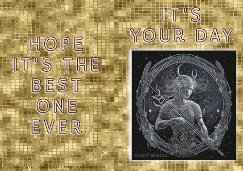 No Cut Just Print Birthday Card - ZOdiac - Sagittarius