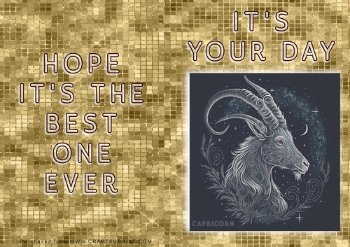 No Cut Just Print Birthday Card - ZOdiac - Capricorn