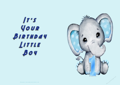 No Cut Just Print Birthday card for a Baby boy