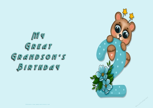 No Cut Just Print Birthday Card for a little boy - Great Grandson