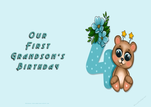 No Cut Just Print Birthday Card for a little boy - Our First Grandson