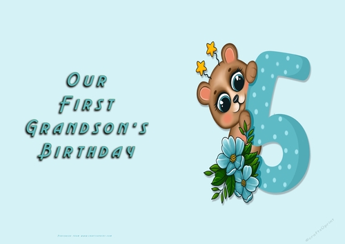 No Cut Just Print Birthday Card for a little boy - Our First Grandson