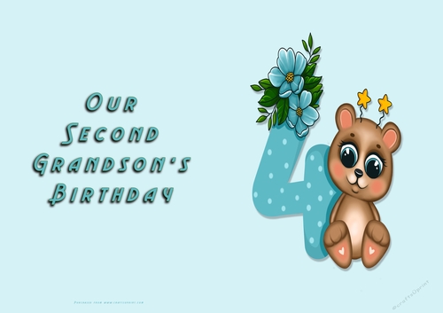 No Cut Just Print Birthday Card for a little boy - Our Second Grandson