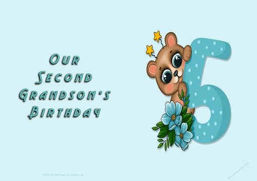 No Cut Just Print Birthday Card for a little boy - Our Second Grandson