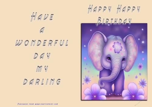 No Cut Just Print Birthday Card - Happy Happy Birthday Toddler