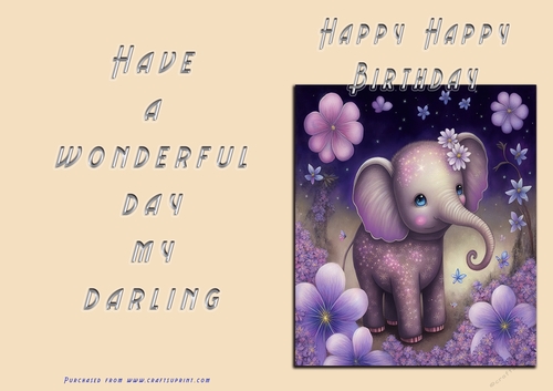 No Cut Just Print Birthday Card - Happy Happy Birthday Toddler