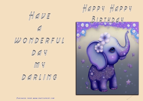 No Cut Just Print Birthday Card - Happy Happy Birthday Toddler