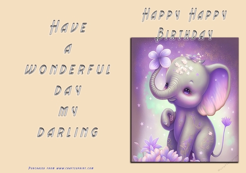 No Cut Just Print Birthday Card - Happy Happy Birthday Toddler
