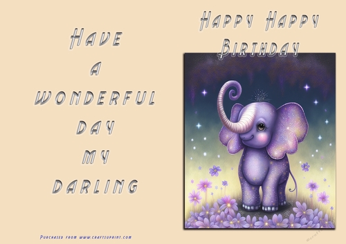 No Cut Just Print Birthday Card - Happy Happy Birthday Toddler