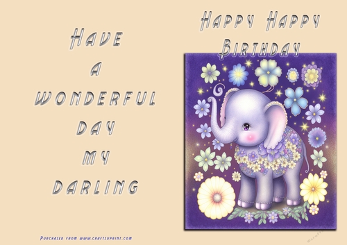 No Cut Just Print Birthday Card - Happy Happy Birthday Toddler