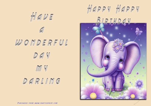 No Cut Just Print Birthday Card - Happy Happy Birthday Toddler