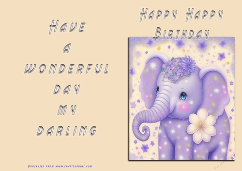 No Cut Just Print Birthday Card - Happy Happy Birthday Toddler