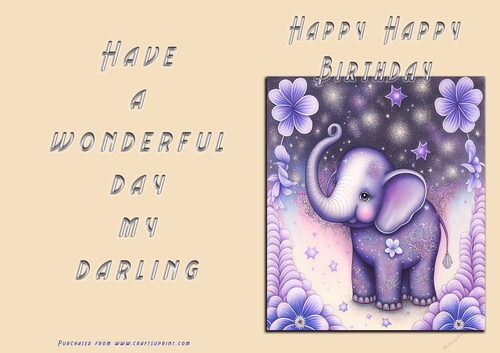 No Cut Just Print Birthday Card - Happy Happy Birthday Toddler