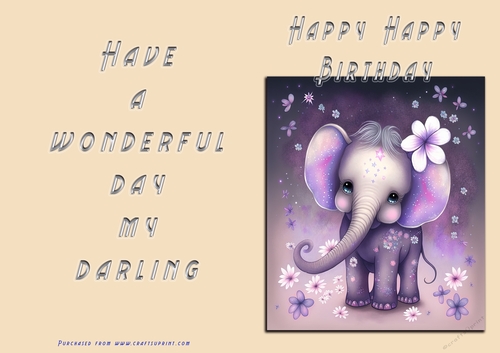 No Cut Just Print Birthday Card - Happy Happy Birthday Toddler
