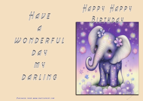 No Cut Just Print Birthday Card - Happy Happy Birthday Toddler