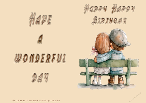 NCJP - Happy Birthday - Wonderful Day - Boy and Girl on Bench
