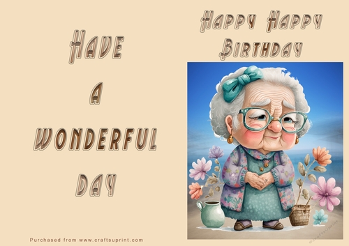 NCJP - Happy Birthday - Wonderful Day - Granny with Flowers
