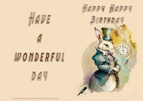 NCJP - Happy Birthday - Wonderful Day - Posh Rabbit with Clock