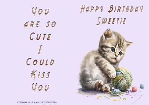 NCJP - Happy Birthday Sweetie - Kitten with wool