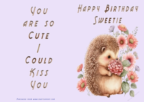 NCJP - Happy Birthday Sweetie - Hedgehog smelling flowers