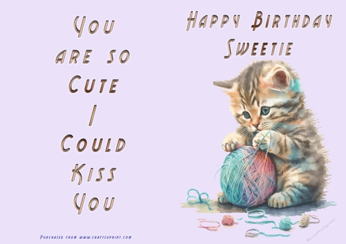NCJP - Happy Birthday Sweetie - Kitten with ball of wool