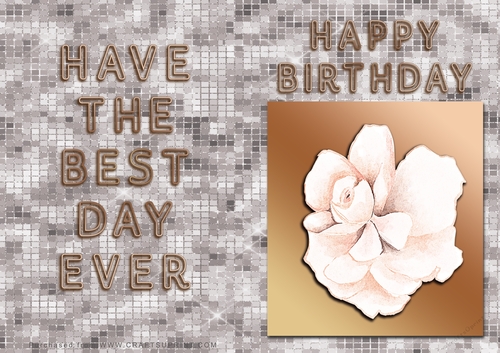 NCJP - Birthday Card - Flower in Gold frame