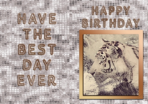 NCJP - Birthday Card - Tiger in Gold Frame