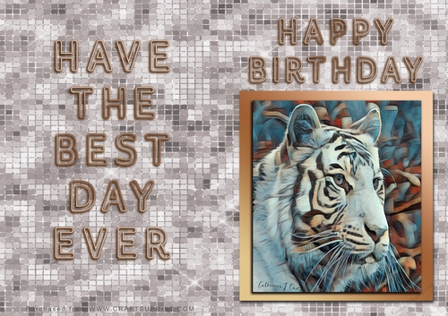 NCJP - Birthday Card - Tiger in Gold Frame