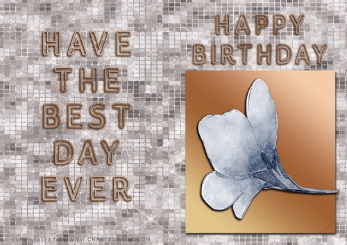 NCJP - Birthday Card - Blue Flower in Gold Frame