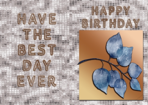 NCJP - Birthday Card - Blue Flower in Gold Frame