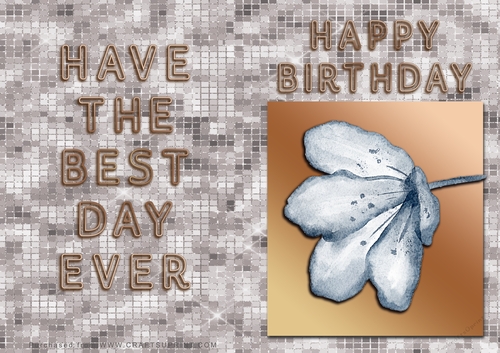 NCJP - Birthday Card - Blue Flower in Gold Frame