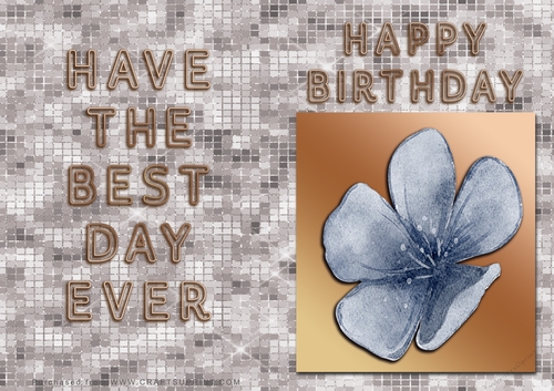 NCJP - Birthday Card - Blue Flower in Gold Frame