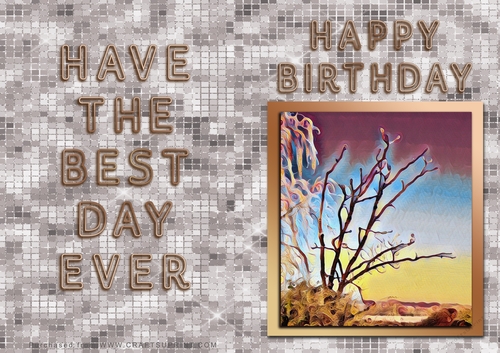 NCJP - Birthday Card - Painted Tree in Gold Frame