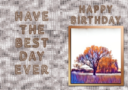 NCJP - Birthday Card - Painted Tree in Gold Frame