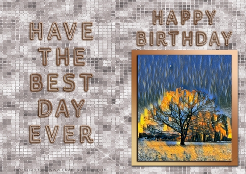 NCJP - Birthday Card - Painted Tree in Gold Frame