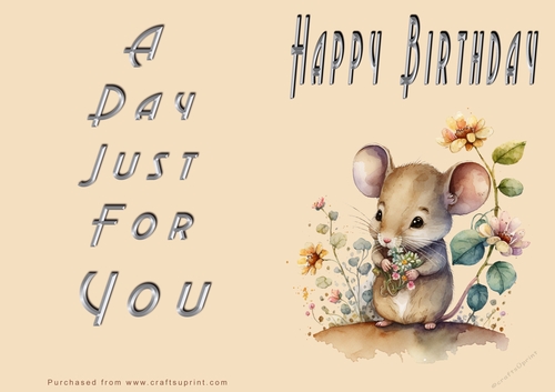 NCJP - Happy Happy Birthday - Mouse with Flowers