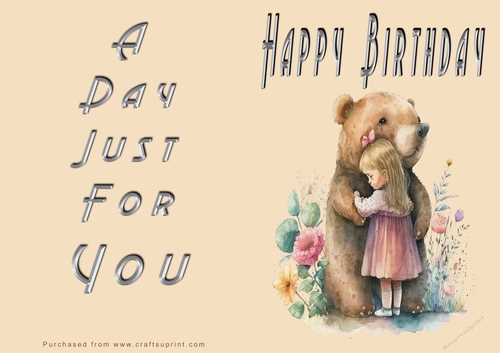 NCJP - Happy Happy Birthday - Little girl hugging bear