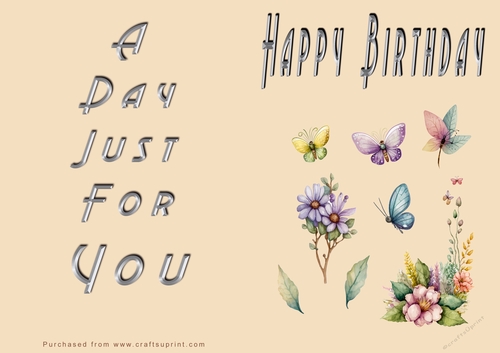 NCJP - Happy Happy Birthday - Flowers and Butterflies