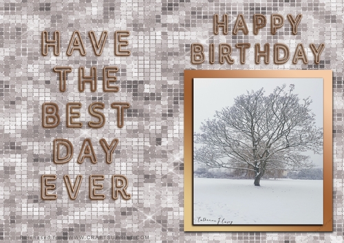 NCJP - Happy Happy Birthday - Tree Painting in gold frame