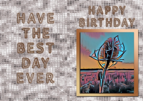 NCJP - Happy Happy Birthday - Teasle Painting in gold frame