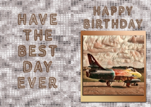 NCJP - Happy Happy Birthday - Aircraft Painting in gold frame