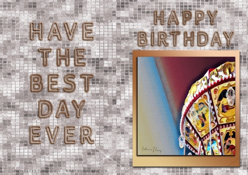 NCJP - Happy Happy Birthday - Carnival Painting in gold frame