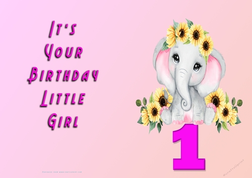 NCJP - Its Your Birthday Little Girl - 1 - Elephant